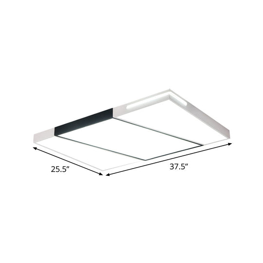 Modern Led Metal Ceiling Light For Bedroom - Warm/White Rectangular/Square Flush Mount