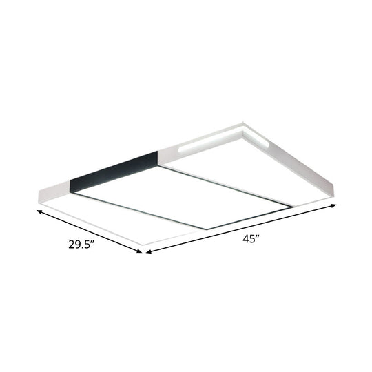 Modern Led Metal Ceiling Light For Bedroom - Warm/White Rectangular/Square Flush Mount