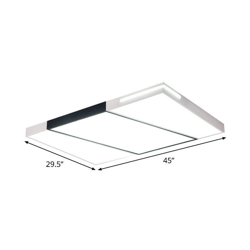Modern Led Metal Ceiling Light For Bedroom - Warm/White Rectangular/Square Flush Mount 21.5/37.5/45