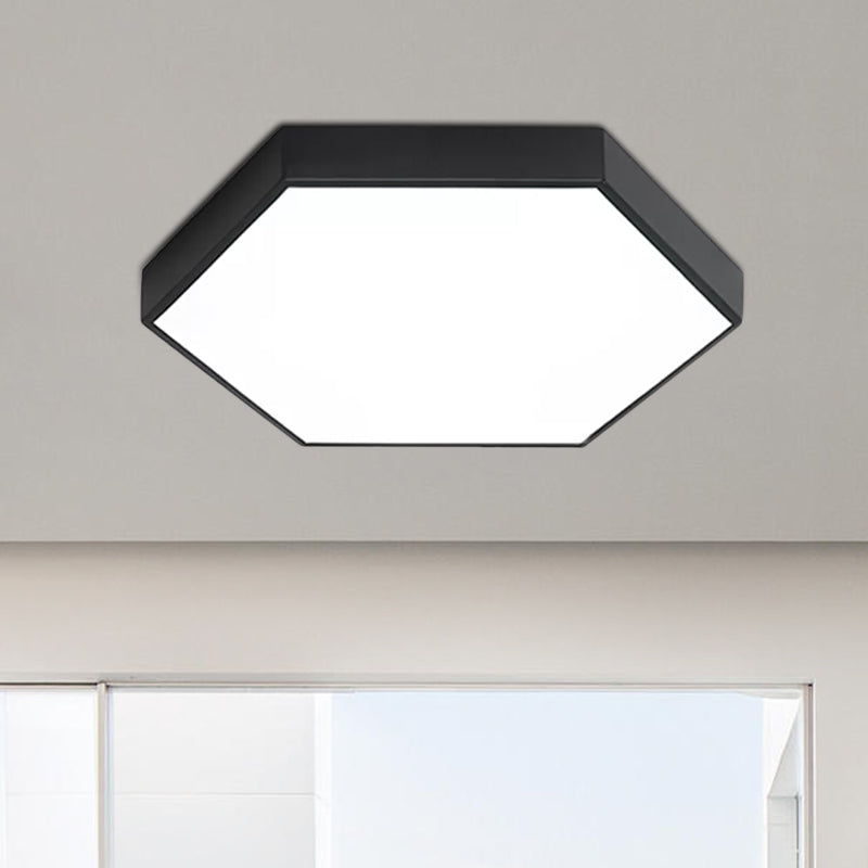 Modern Led Flush Mount With Metal Shade - Hexagon Design In Gray/Yellow/Blue White/Warm Light