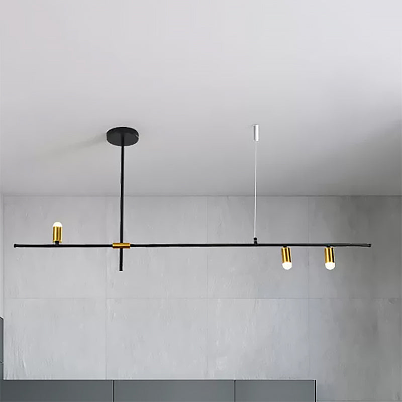 Modern Metal Rectilinear Chandelier - 3/4/9 Light Black Ceiling Fixture