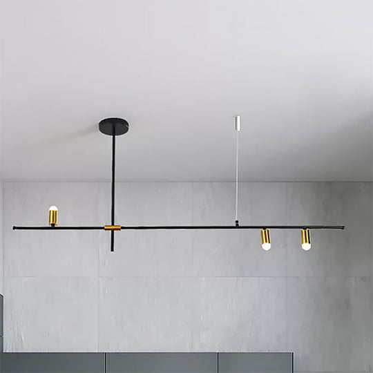 Modern Metal Rectilinear Chandelier - 3/4/9 Light Black Ceiling Fixture