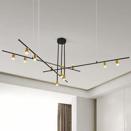 Modern Metal Rectilinear Chandelier - 3/4/9 Light Black Ceiling Fixture