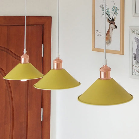Modernist Conical Suspended Lamp - 1 Light Hanging Fixture In Black/White For Living Room Yellow
