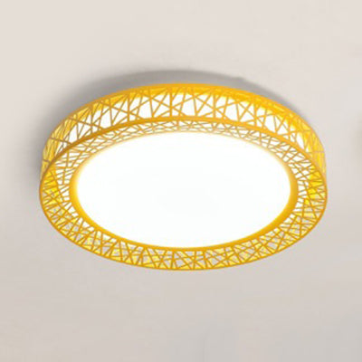 Art Deco Acrylic Flush Mount Ceiling Light - Ideal For Classrooms Yellow / 16’