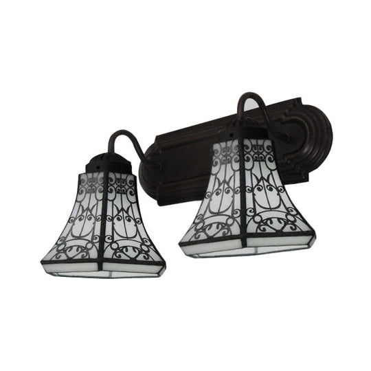 Rustic Lodge Double Wall Sconce: White Glass Bell Lighting For Living Room