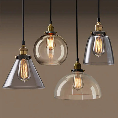 8’/10’ Dia Single Bulb Ceiling Pendant Warehouse Globe/Half-Globe Clear Glass Hanging Light