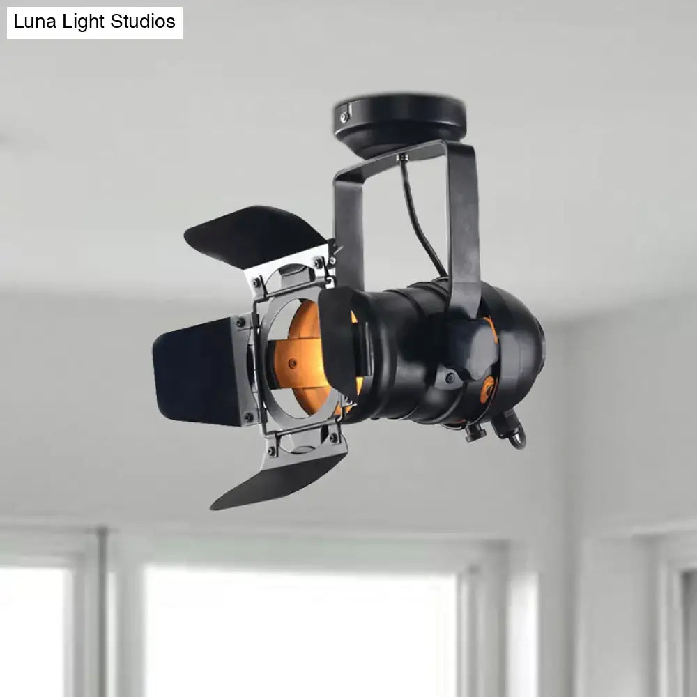 8’/12’ W Industrial Style Ceiling Light With Rotatable Head - Metal Shade Close To Lamp In