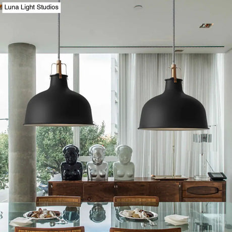 8.5’/13’ Minimalistic Dome Pendant Ceiling Light In Black/White - Metallic Finish For Living Room