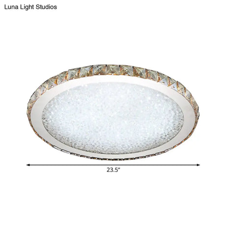 8.5/14/18 Wide Modern Crystal Led Ceiling Light Fixture - Flush Mount Clear/Amber Warm/White
