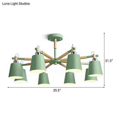 8-Head Metal Chandelier: Stylish Bucket Shape Ideal For Living Room And Restaurant
