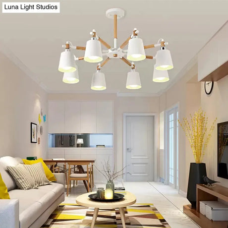 8-Head Metal Chandelier: Stylish Bucket Shape Ideal For Living Room And Restaurant