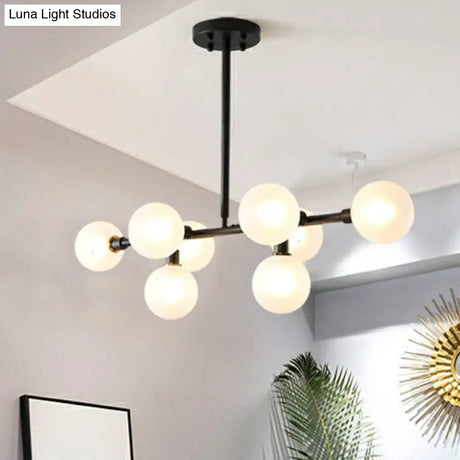 8-Light Black Nordic Globe Island Pendant For Restaurants