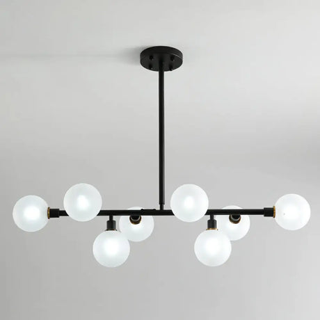 8-Light Black Nordic Globe Island Pendant For Restaurants White