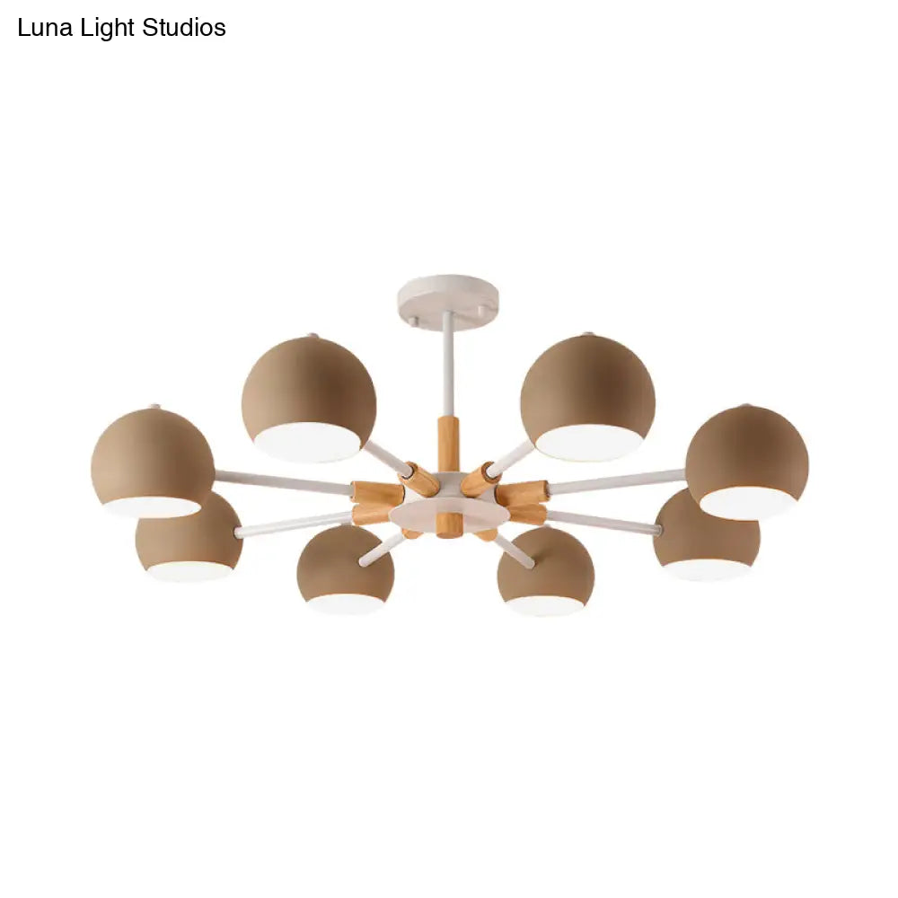 8-Light Modern Metal Spherical Hanging Lamp Chandelier For Living Room