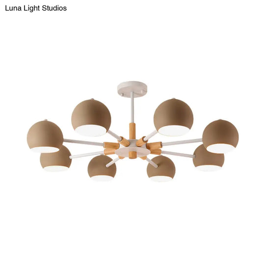 8-Light Modern Metal Spherical Hanging Lamp Chandelier For Living Room