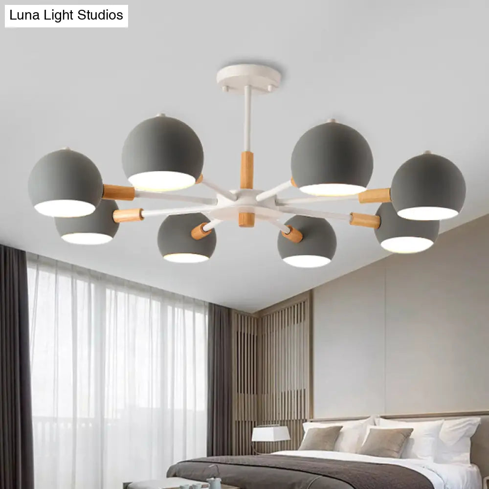 8-Light Modern Metal Spherical Hanging Lamp Chandelier For Living Room