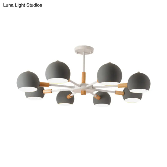 8-Light Modern Metal Spherical Hanging Lamp Chandelier For Living Room