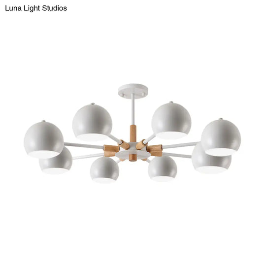 8-Light Modern Metal Spherical Hanging Lamp Chandelier For Living Room