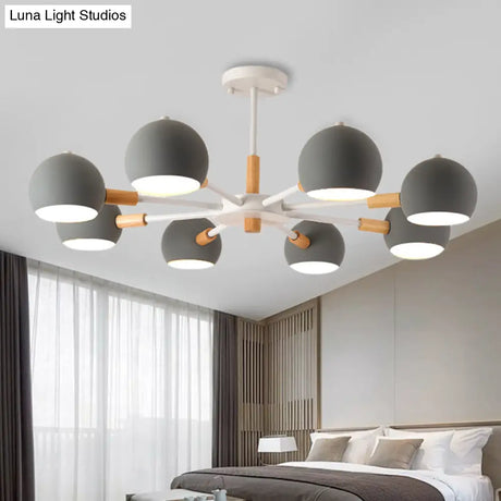 8-Light Modern Metal Spherical Hanging Lamp Chandelier For Living Room