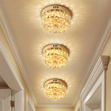 Rose Gold Mini Led Flush Ceiling Light - Beveled Crystal Round Mount Lamp 8/10 Width

Or

Rose Width