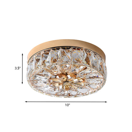 Rose Gold Mini Led Flush Ceiling Light - Beveled Crystal Round Mount Lamp 8/10 Width

Or

Rose Width