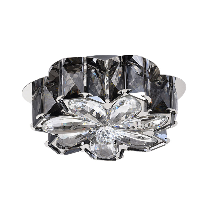 Minimalistic Crystal Flower Ceiling Lamp With Led Flush Mount