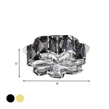 Minimalistic Crystal Flower Ceiling Lamp With Led Flush Mount