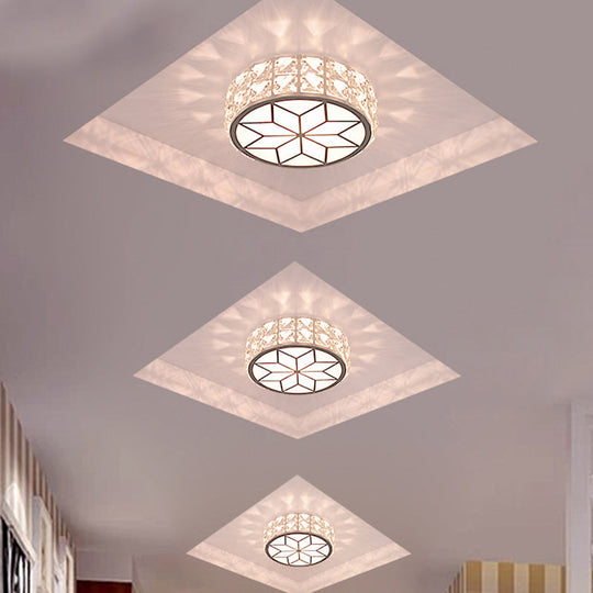 Minimalist Clear Crystal Ceiling Light With Led Flush Mount Spotlight Petal Pattern Warm/White
