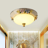 12/14 Led Dome Ceiling Mounted Farmhouse Light With Yellow/Blue Frosted Glass Flush Lamp And Grape