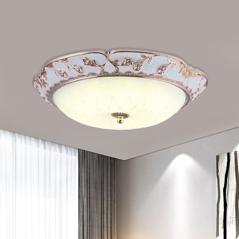 Rose Gold Led Ceiling Mounted Flushmount Lighting With Korea Country Domed White Glass