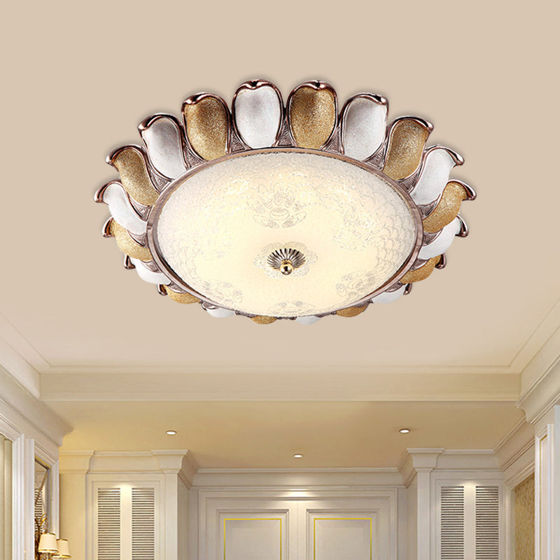 Korea Country Gold Flower Bedroom Led Flush Mount Lamp / 14