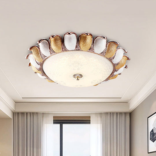 Korea Country Gold Flower Bedroom Led Flush Mount Lamp