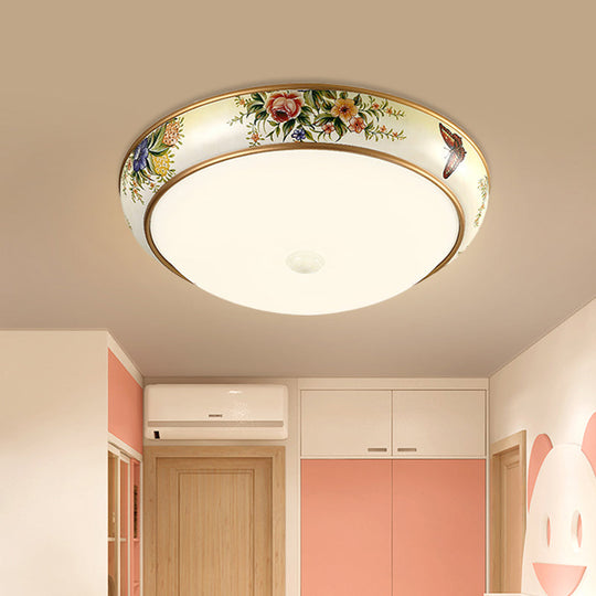 Frosted Glass Dome Led Flush Mount Ceiling Light - Korea Country Style (14’/19.5’ Diameter)