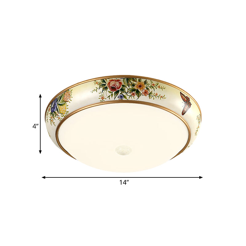 Frosted Glass Dome Led Flush Mount Ceiling Light - Korea Country Style (14’/19.5’ Diameter)