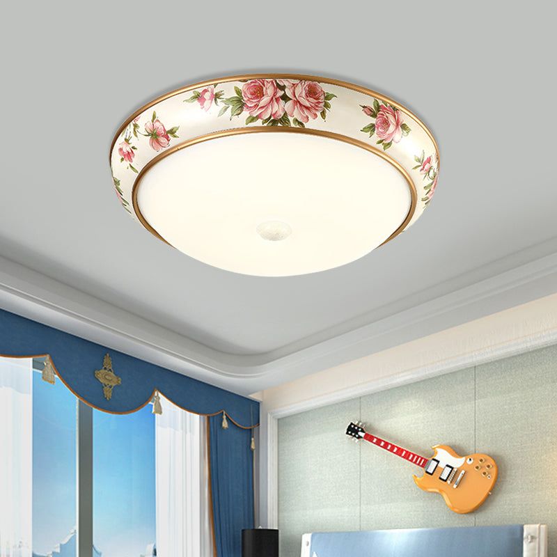 Frosted Glass Dome Led Flush Mount Ceiling Light - Korea Country Style (14/19.5 Diameter)