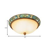Vintage 3 - Head Ceiling Mounted Light In Blue - Green With Frosted Glass Shade 15’/19’ W