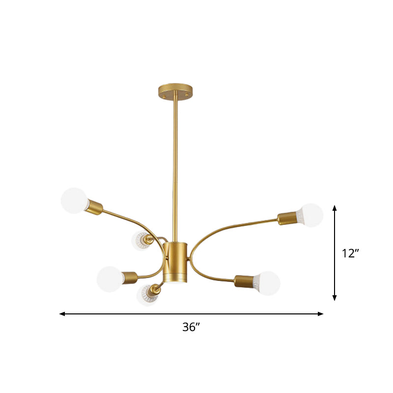 Modern Gold Sputnik Chandelier: Metallic Ceiling Pendant Light With 6/8/12 Lights For Living Room