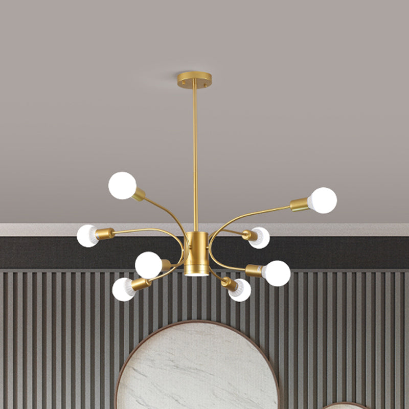 Modern Gold Sputnik Chandelier: Metallic Ceiling Pendant Light With 6/8/12 Lights For Living Room