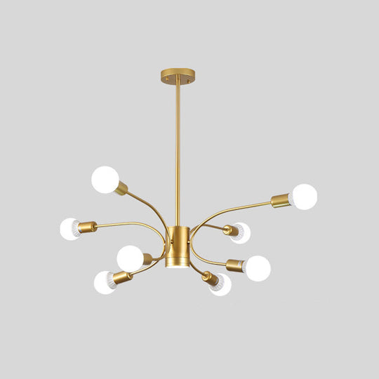 Modern Gold Sputnik Chandelier: Metallic Ceiling Pendant Light With 6/8/12 Lights For Living Room