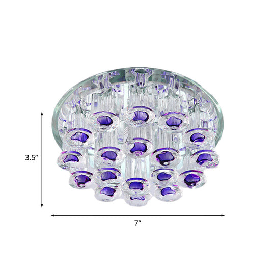 Simple Style Purple Crystal Tubular Flush Light Fixture - Led Living Room Ceiling Lamp With
