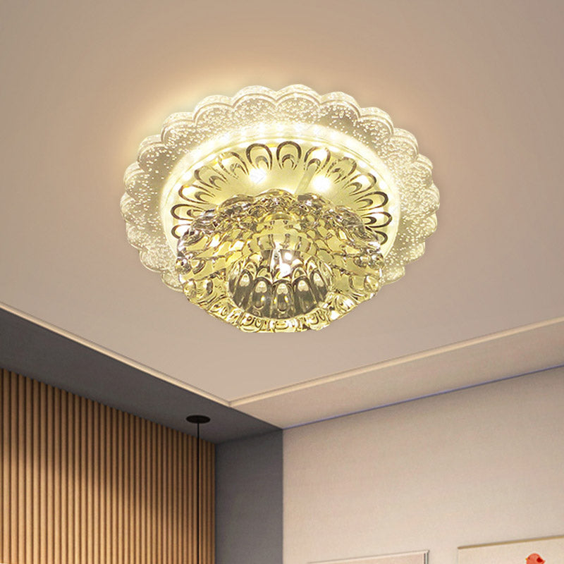 Led Blossom Flush Mount Crystal Ceiling Light Fixture - Warm/White For Hallway Clear / Warm