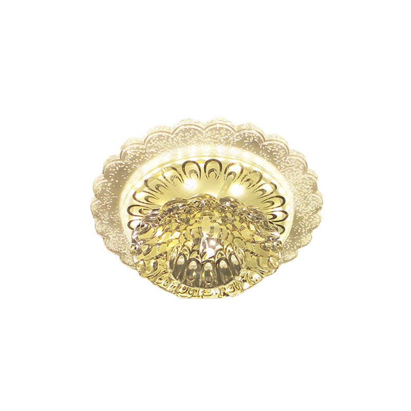 Led Blossom Flush Mount Crystal Ceiling Light Fixture - Warm/White For Hallway