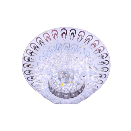 Modern Led Crystal Flush Mount Light In Warm/White - Peacock Tail Design
