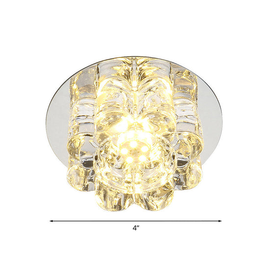 Modern Led Crystal Petal Flush Mount Light Fixture - Warm/White/Multi Color Lighting For Living Room