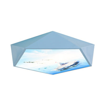 Blue Cartoon Geometry Flush Ceiling Light For Kid’s Bedroom