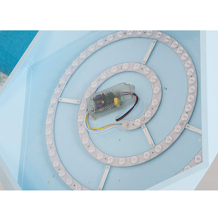 Blue Cartoon Geometry Flush Ceiling Light For Kid’s Bedroom