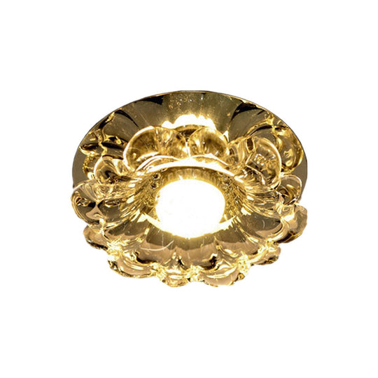 Contemporary Led Scalloped Flush Mount Light With Chrome Finish And Beveled Crystal - Warm/White