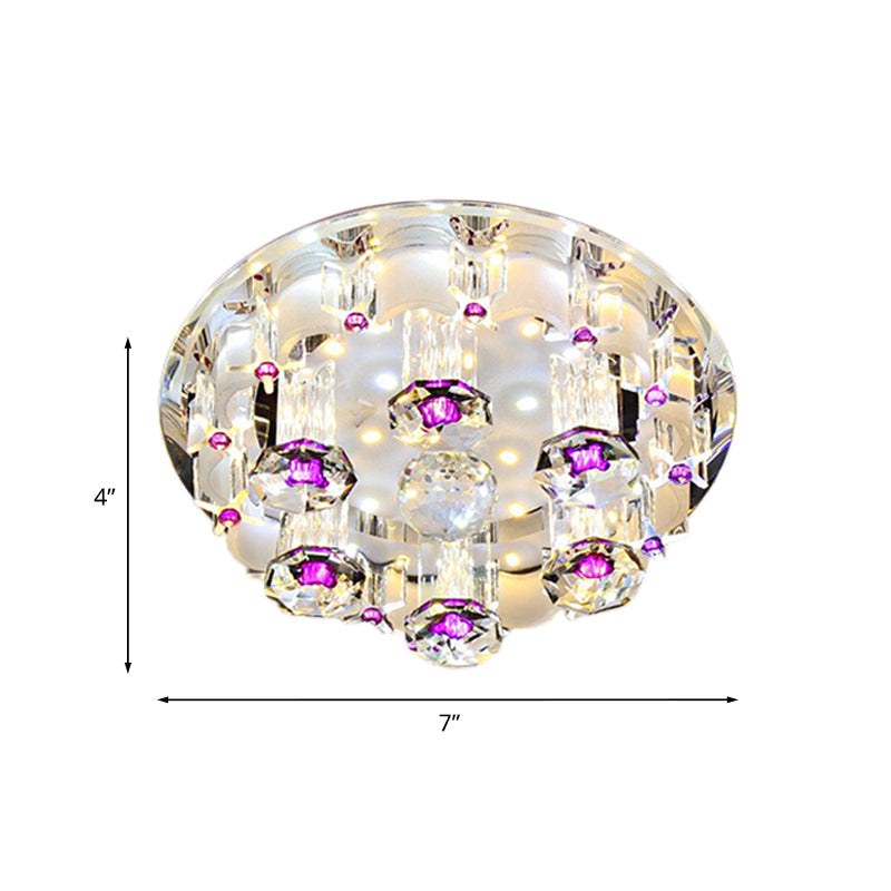 Pink Led Flushmount Ceiling Light With Crystal Accents And Warm/White Glow