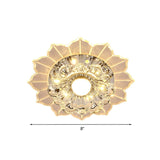 Modern Led Flush Mount Ceiling Light With Clear Crystal Flower Design Available In Warm/Blue/Pink